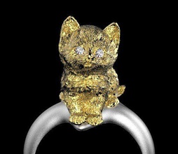 de l'anneau cat kitty bijoux or d'argent animal ami petit les anneaux 3d print model - Mito3D