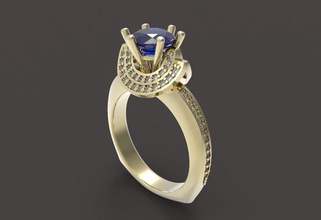 ring 3d Schmuck bedruckbar ist Modell gold Silber gem diamond Runde engagement original exklusiv 3d print model - Mito3D