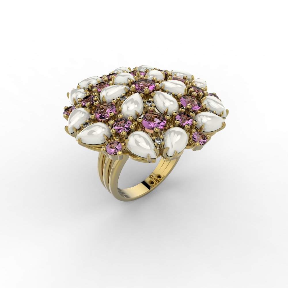 anel 001 joalheria 3d impressão modelo in argolas 3dexport jóia flores projeto diamante moda prata imprimível pulseira jóias brilhante platina beleza 3D print model - Mito3D