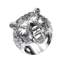 ring 003 bear 3d print model in rings 3dexport animal biker exclusive gift gold gothic head jewel jewellery jewelry man mens grizzly sculp silver stl 3d print model - Mito3D
