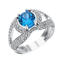bague 015 pierres précieuses 3d de la conception le diamant mode gem cadeau or joyau bijoux dames moderne platine l'anneau ronde d'argent stl femme womens 3d print model - Mito3D