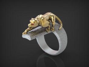 06 yüzük panter kedi vahşi wildcat wildcats 3d 3dmodel 3dmodelring düğün weddingring nişan engagementring mücevher jewelryring 3d print model - Mito3D