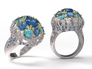 ring 110 engagement ruby sapphire emerald diamond jewelry design brilliant round setting gem 3d print model - Mito3D