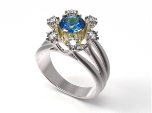 ring 112 engagement ruby sapphire emerald diamond jewelry design brilliant round setting gem 3d print model - Mito3D