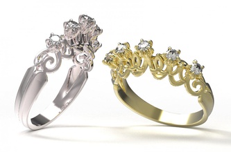 ring 114 engagement ruby sapphire emerald diamond jewelry design brilliant round setting gem 3d print model - Mito3D