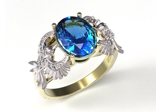 ring 115 engagement ruby sapphire emerald diamond jewelry design brilliant round setting gem 3d print model - Mito3D
