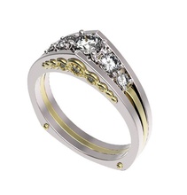 bague 123 de l'anneau l'engagement ruby le saphir l'émeraude diamant bijoux la conception brillant ronde réglage gem 3d print model - Mito3D