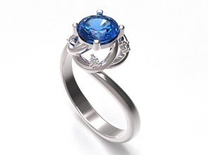 ring 124 engagement ruby Saphir emerald diamond Schmuck design genial Runde - Einstellung gem 3d print model - Mito3D