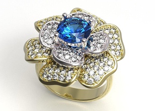 bague 129 de l'anneau l'engagement ruby le saphir l'émeraude diamant bijoux la conception brillant ronde réglage gem 3d print model - Mito3D