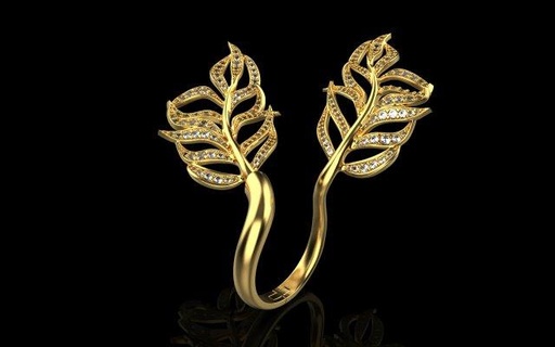 ring 1346 rings jewelry 3d cad 3dmodel bracelet earring rhino matrix zbrush keyshot magics rend rendering modeling jewellery leaf 3d print model - Mito3D