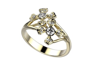 bague 144 or les anneaux diamants de mariage d'argent 14k 18k 3d print model - Mito3D