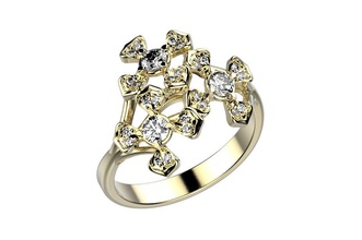 ring 145 gold silver diamond rings 14k 18k 3d print model - Mito3D