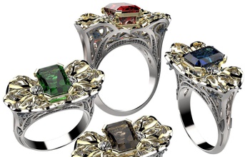 ring 149 jewellery jewelry gold diamond saphire 3d print model - Mito3D