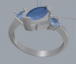2 yüzük takı mücevher Gümüş altın aksesuar moda nişan gem taş düğün 3d print model - Mito3D