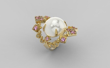 ring 346 jewelry jewel jewellery diamond joias joyas anel aneis fashion gold brilliant beauty design printable cabochon pearls 3d print model - Mito3D