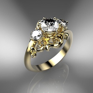 yüzük 34 yüzükler altın takı stl obj printing model yazdırılabilir Kadın değerli taş taşlar diamond ring 3d print model - Mito3D