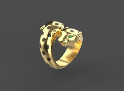 squillare 3d Stampa modello anelli oro argento orecchini gioielleria braccialetto tigre pantera panthera panter pendente 3d print model - Mito3D