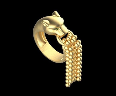 squillare 3d Stampa modello anelli oro argento orecchini gioielleria braccialetto tigre pantera panthera panter pendente 3d print model - Mito3D