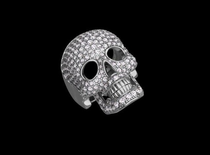 anel 3d impressão modelo in argolas 3dexport jóias ouro prata joalheria crânio esqueleto cabeça arte morte scull pingente diamante pingentes 3d print model - Mito3D