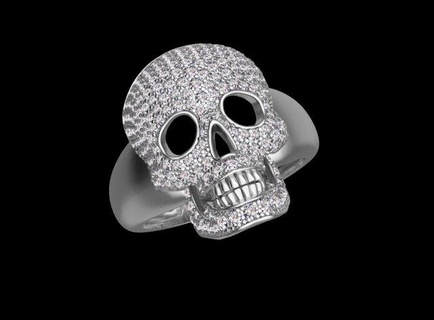 ring 3d print model in rings 3dexport jewelery gold silver jewelry skull skeleton head art death scull pendant diamond pendants 3d print model - Mito3D