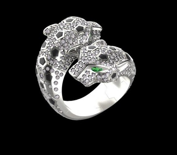 anillo 3d impresión modelo anillos oro joyería plata Roca joya pulsera pantera panthera panter 3d print model - Mito3D