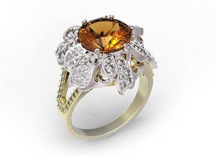 ring 49 gold Diamanten Citrin Schmuck ruby Saphir emerald valentines Hochzeit 3d print model - Mito3D