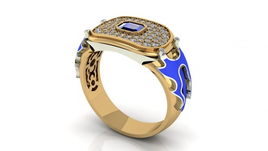 anel de 5 jóias diamante beleza jóia prata ouro acessório anéis a moda vestuário o engajamento gem pedra preciosa luxo printable platina brilhantes 3d print model - Mito3D