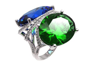 ring 52 gold diamond jewelry ruby sapphire emerald valentines wedding jewellery 3d print model - Mito3D