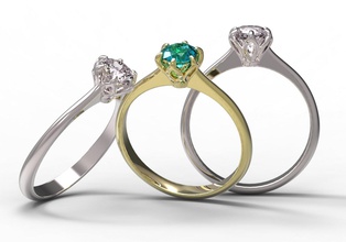 ring 60 gold diamond jewelry ruby sapphire emerald valentines wedding jewellery 3d print model - Mito3D