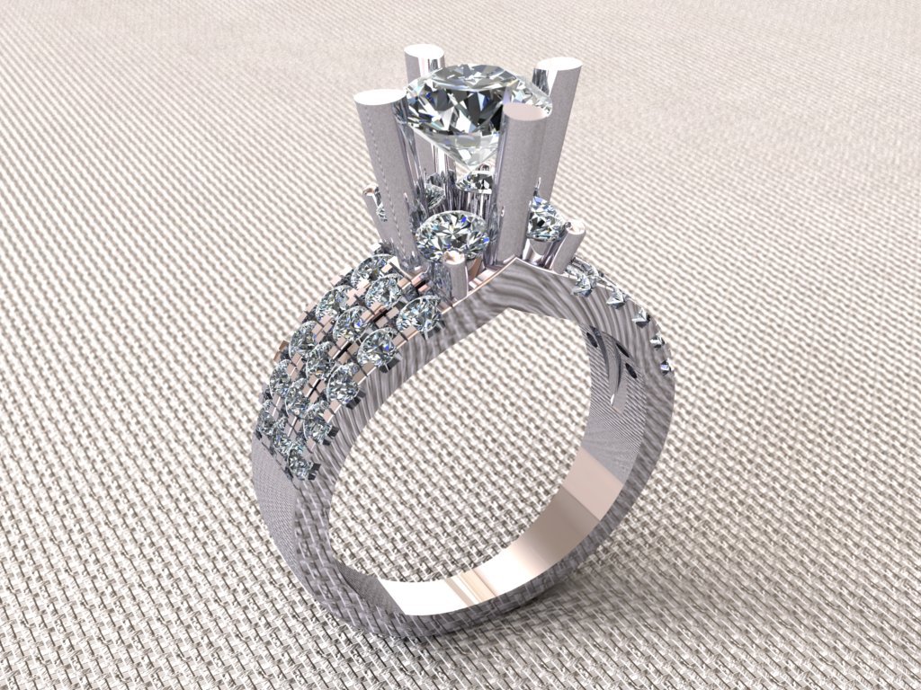ring 6mm diamond 2mm gold gem 3D print model - Mito3D