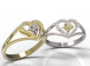 ring 76 gold diamond jewelry ruby sapphire emerald valentines wedding jewellery 3d print model - Mito3D