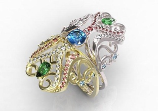 anillo 98 3d impresión modelo in anillos 3dexport oro diamante joyería joya rubí zafiro esmeralda san valentin boda 3d print model - Mito3D
