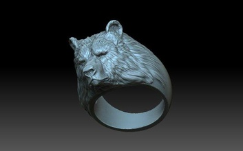 ring bear 3d print model in rings 3dexport bearings bearhead head grizzly polarbear animals animalhead 3d print model - Mito3D