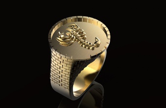 anillo ladrillo pared 3d impresión modelo in anillos 3dexport joyería joya escorpión firmar oro plata precioso fashion ring moda belleza and beauty 3d print model - Mito3D