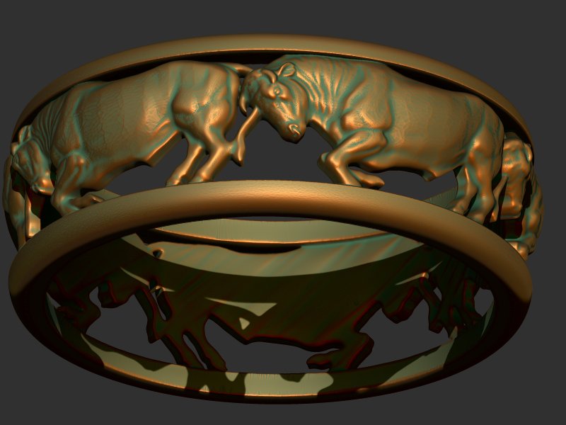 ring bull jewelry gold 3D print model - Mito3D