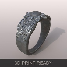 anel borboleta livre 3d impressão modelo in argolas 3dexport coroa ferro jóia jóias velho imprimível protótipo render ferrugem tesouro metal 3d print model - Mito3D