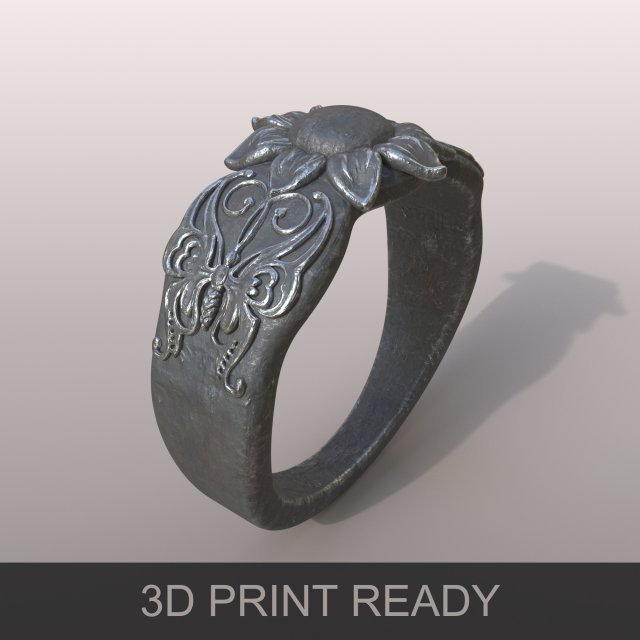 ring butterfly free 3d print model in rings 3dexport corona iron jewel jewelery old printble prototype render rust treasure metal 3D print model - Mito3D