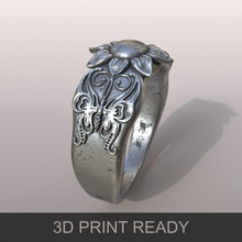ring butterfly free 3d print model in rings 3dexport corona iron jewel jewelery old printble prototype render rust treasure metal 3d print model - Mito3D
