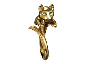 ring cat 3d print model in rings 3dexport jewellerychallenge jewel diamond jewelry gold gem catring 3d print model - Mito3D