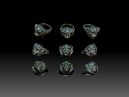 anillo gato anillos 3dprint Arte egipt moda 3d print model - Mito3D