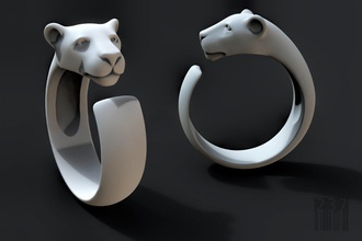ring cat family jewelry jewellery jewel model stl gold silver cnc printing print printable fashion style kitti 3d print model - Mito3D