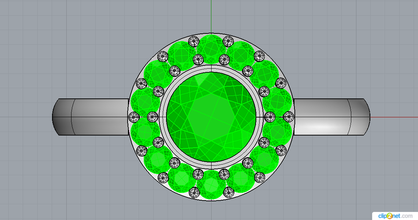 l'anneau central de gem bijoux rhino joyau d'argent or le bling-bling l'accessoire les anneaux la mode l'habillement 3dm stl l'engagement ring pierre précieuse 3d print model - Mito3D