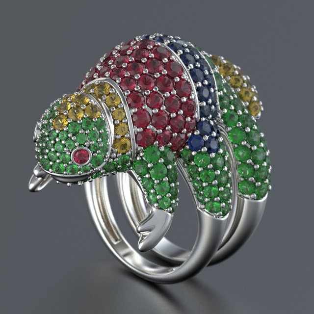 ring chameleon boucheron 3d print model rings gem diamond fashion jevelry 3D print model - Mito3D