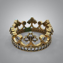 ring krone 3d drucken modell ringe 3dexport schmuck diamant gold silber stl 3d print model - Mito3D