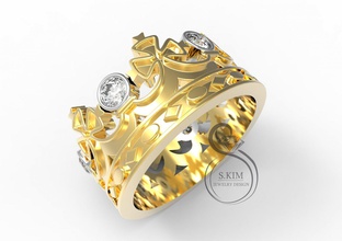 ring crown 3d print model gem jewelry jewel gold 3dmodel 3dprint printable prototype 3djewel 3dwax wax 3dprintmodel printjewel 3dring corona queen 3d print model - Mito3D