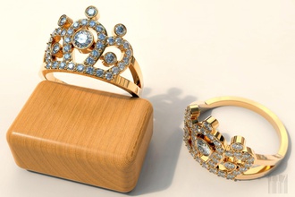 ring crown stones gems diamond cnc stl jewelry jewel jewellery printing print fashion style corona gold silver 3d print model - Mito3D