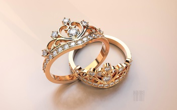 taç yüzük taşı altın taş elmas cnc stl baskı takı mücevher 3d kadınlar moda stil tasarım corona 3d print model - Mito3D