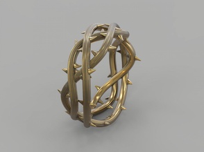 anel coroa of espinhos 3d impressão modelo in argolas 3dexport ouro joalheria rosa prata espigões espinho gafanhoto 3d print model - Mito3D