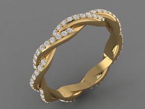 anillo de diseño trenzado oro desigh piedra eterity el diamante 3d print model - Mito3D