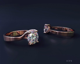 ring diamond women gold silver 3d model printing print jewelry jewel jewels gem stone cnc stl 3d print model - Mito3D